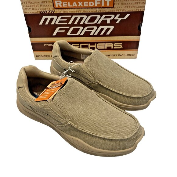 Skechers Cohagen Taupe Mens Casual Relaxed Fit Slip-On Loafer Shoes sz 13 - Picture 1 of 8